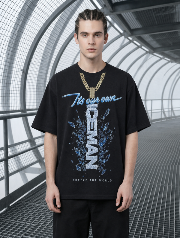 Iceman Diamond Chain Oversized T-Shirt | Ouron | Rhinestone Embellished Streetwear